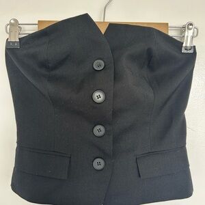 Black Button-Up Strapless Top